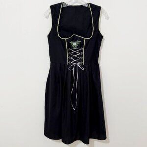Haus Huberts Trachtenmode Women's Dirndl Black Dress Lace Up Oktoberfest 36